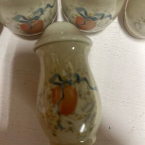 Ceramic Spice Jars with Orange and Blue Design